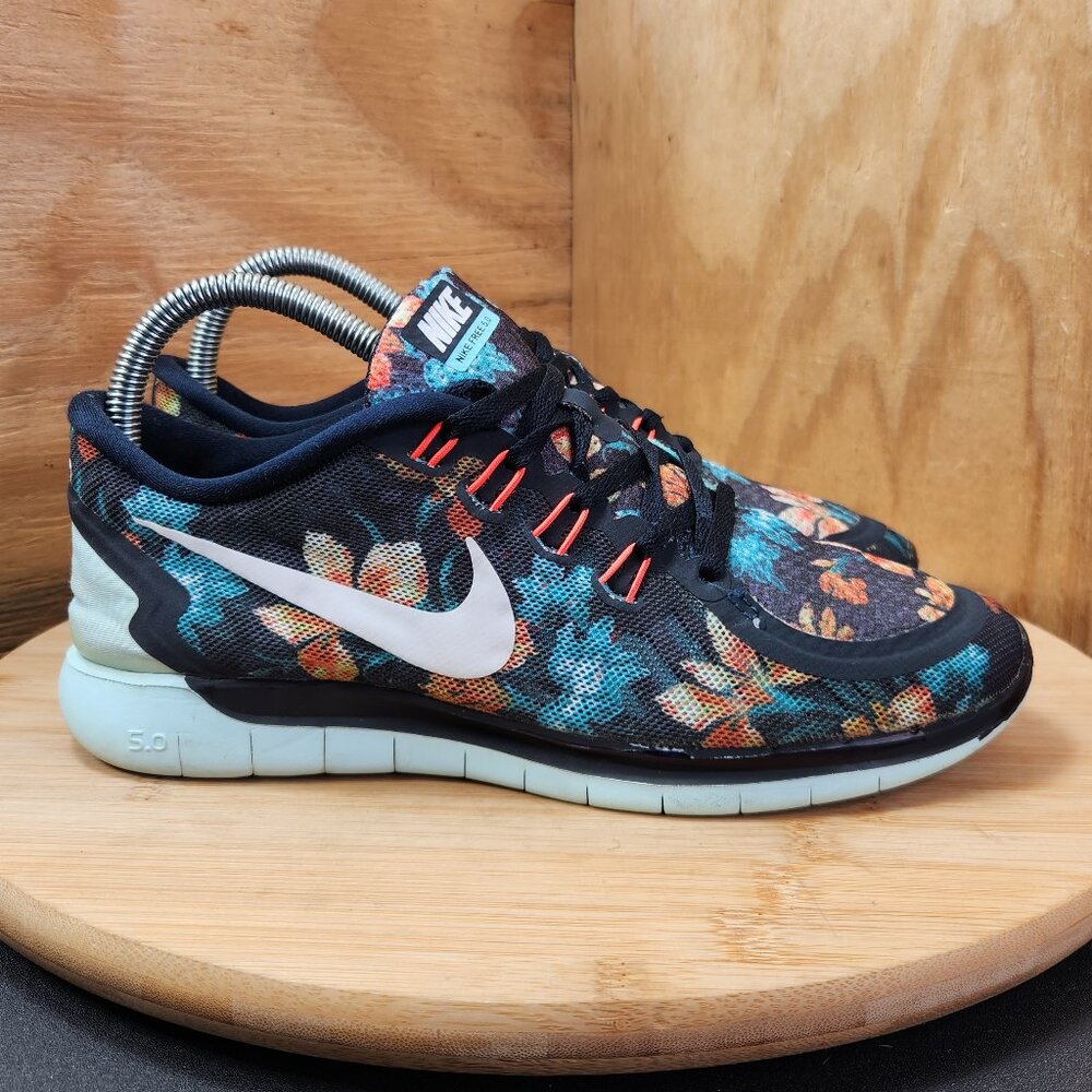 Nike Womens Free 5.0 Photosynthesis Blue Floral Running Shoes Sneakers Size 7.5
